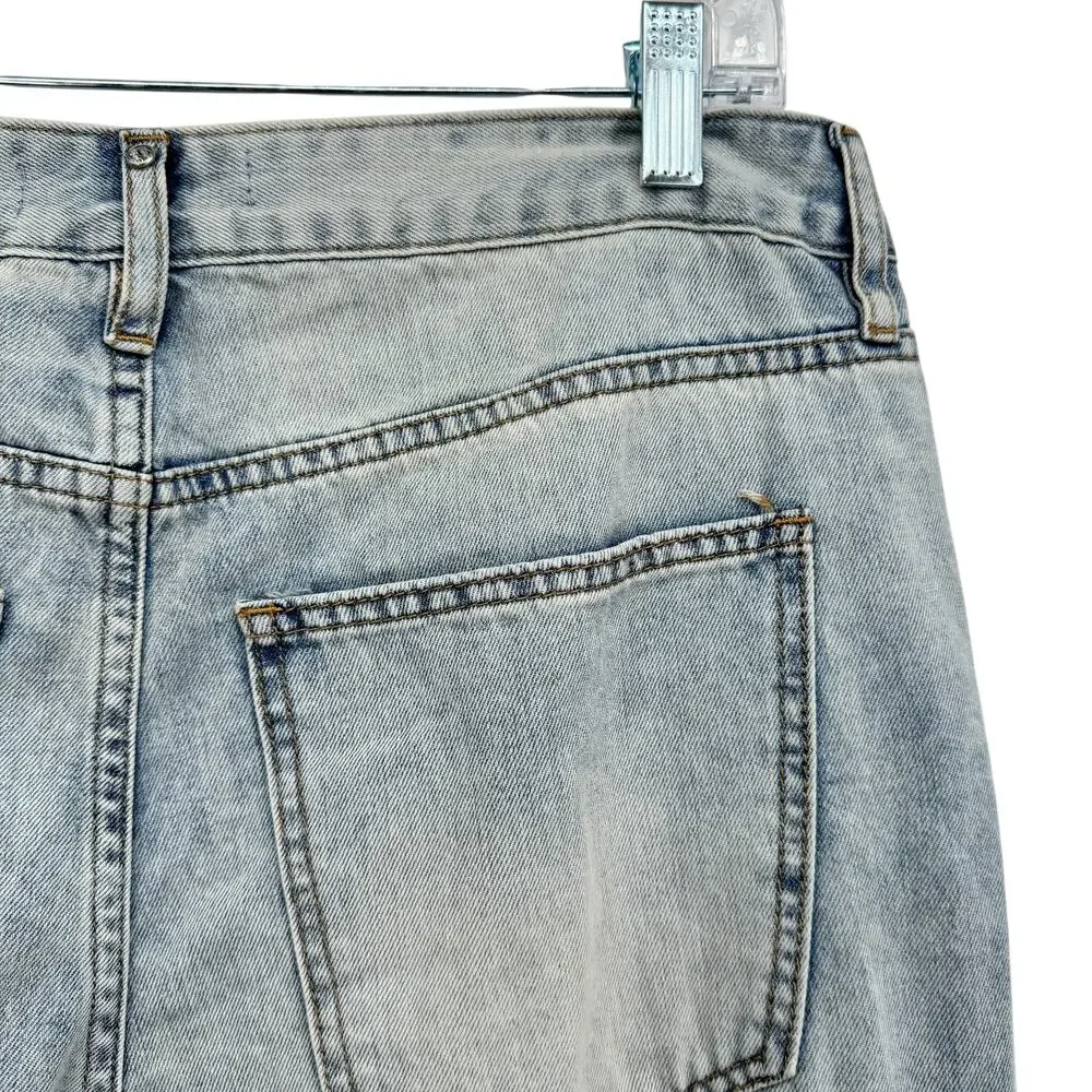 RM Rebecca Minkoff NWT SZ 10 Women's Wide Leg 100% Cotton Jeans Blue High Rise